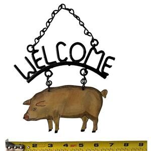Vintage Rustic Farmhouse Folk Art Handmade Decor All Metal Handpainted